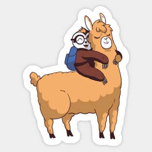 Cute Nerdy Sloth Riding a Llama Sticker